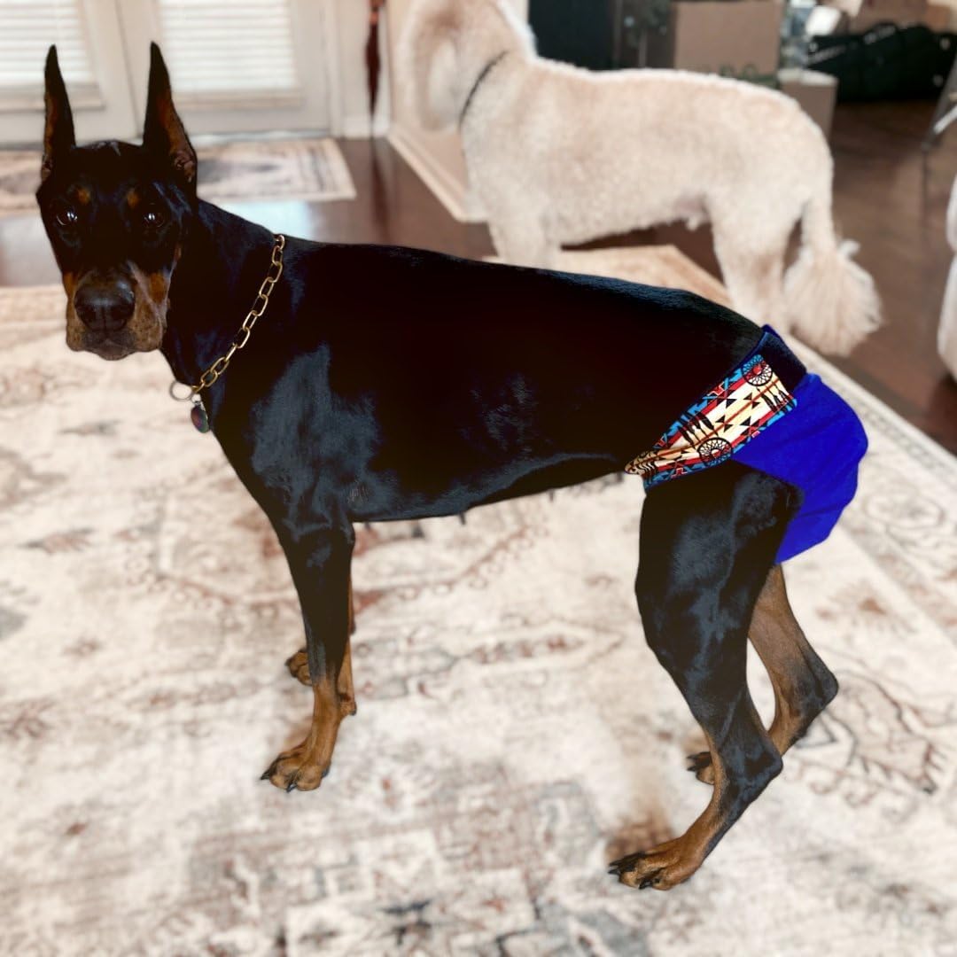 Dream Catcher on Blue Dog Diaper, S, with Tail Hole - Made in USA