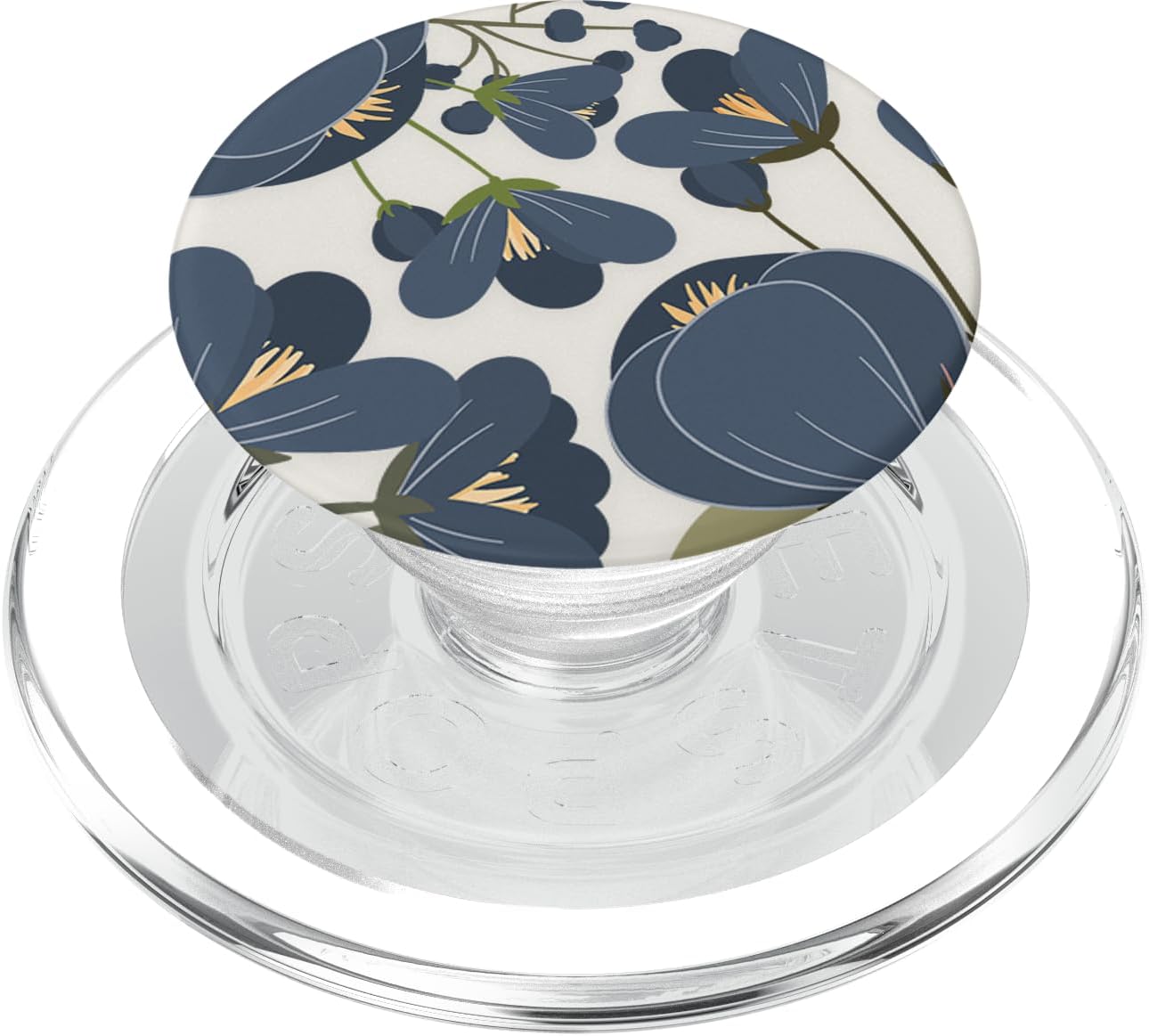 Cute Navy Floral Botanical Pattern PopSockets PopWallet for MagSafe