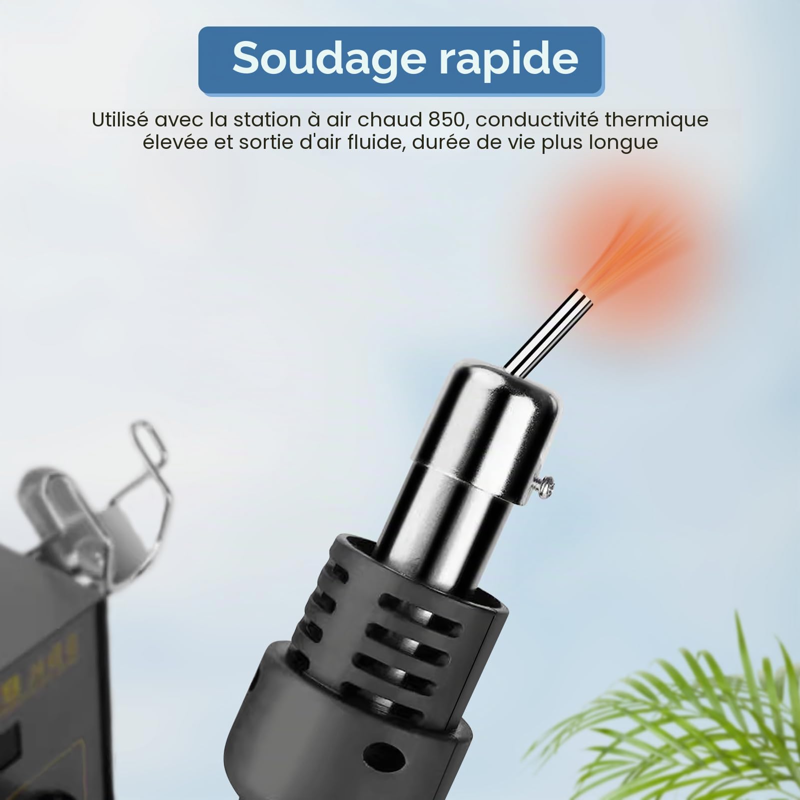 Buse de Pistolet à Chaleur, 6 Buses Obliques en Alliage D'aluminium Buses Résistantes à la Chaleur pour Accessoires de Station de Soudage à Air Chaud, 861DW