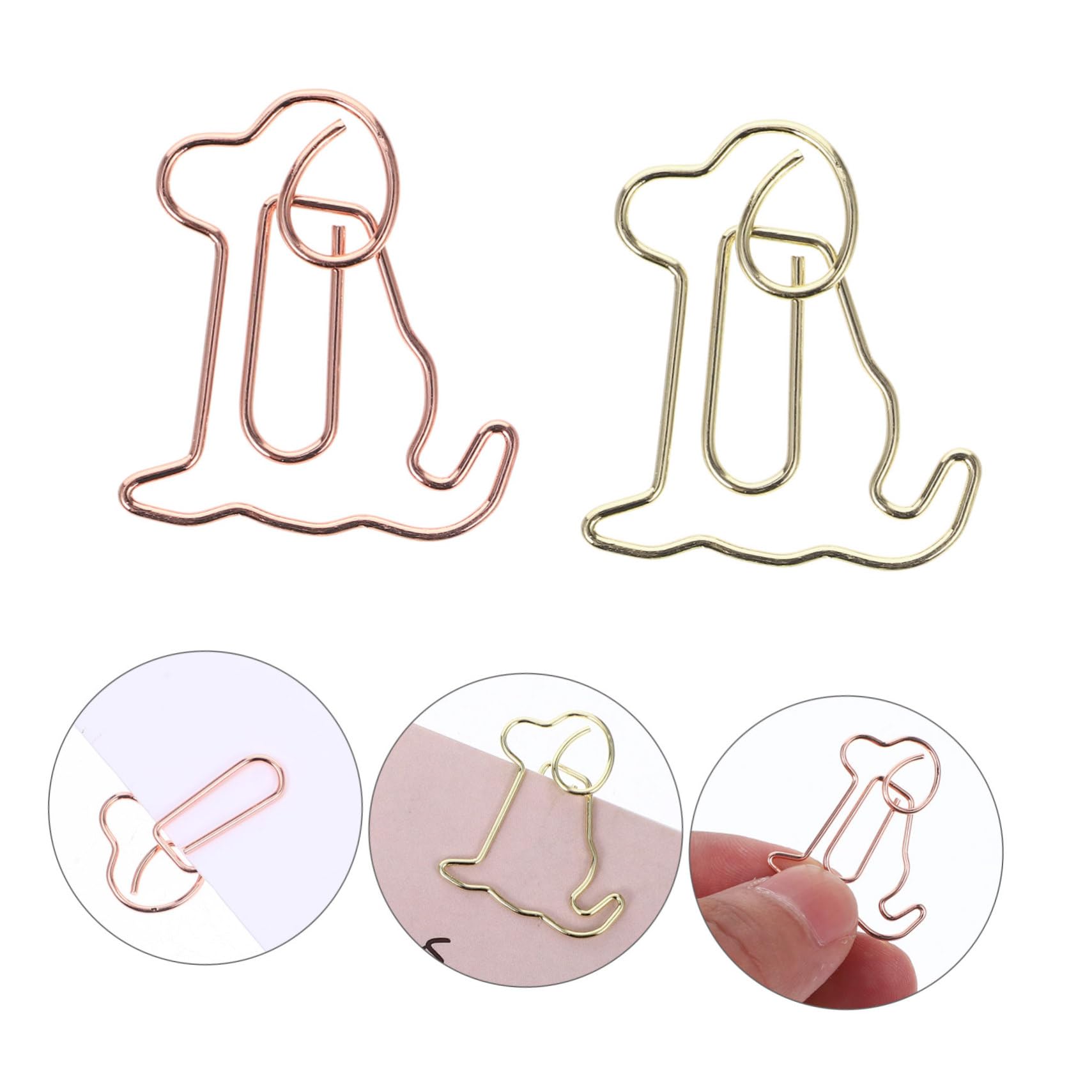 NUOBESTY 200stücke Dekorative Papierklammern Hundedesign Praktische Und Stilvolle Büroklammern Für Schule Büro Und Zuhause Buntes Mit Kleinen Hunden Roségold
