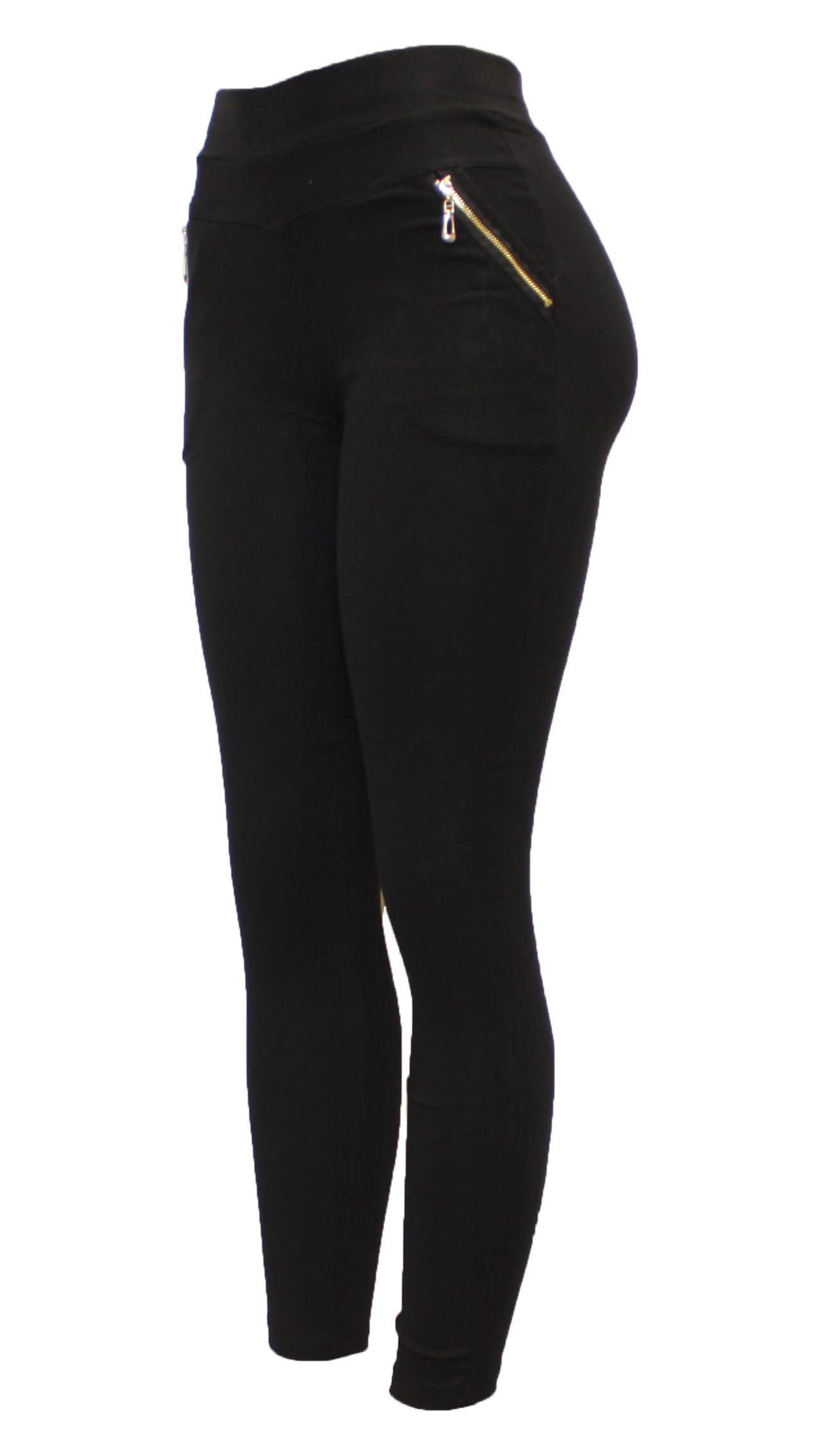 Barfly FashionNew Ladies Women Zip Diamante Black Stretchy Pull On Jeggings Legging Trouser Size 8-20