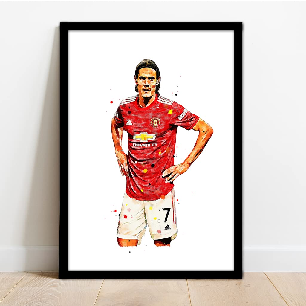 MANCHESTER UNITED | MAN UTD | EDINSON CAVANI | HAND DRAWN FRAMED ILLUSTRATION PRINT POSTER