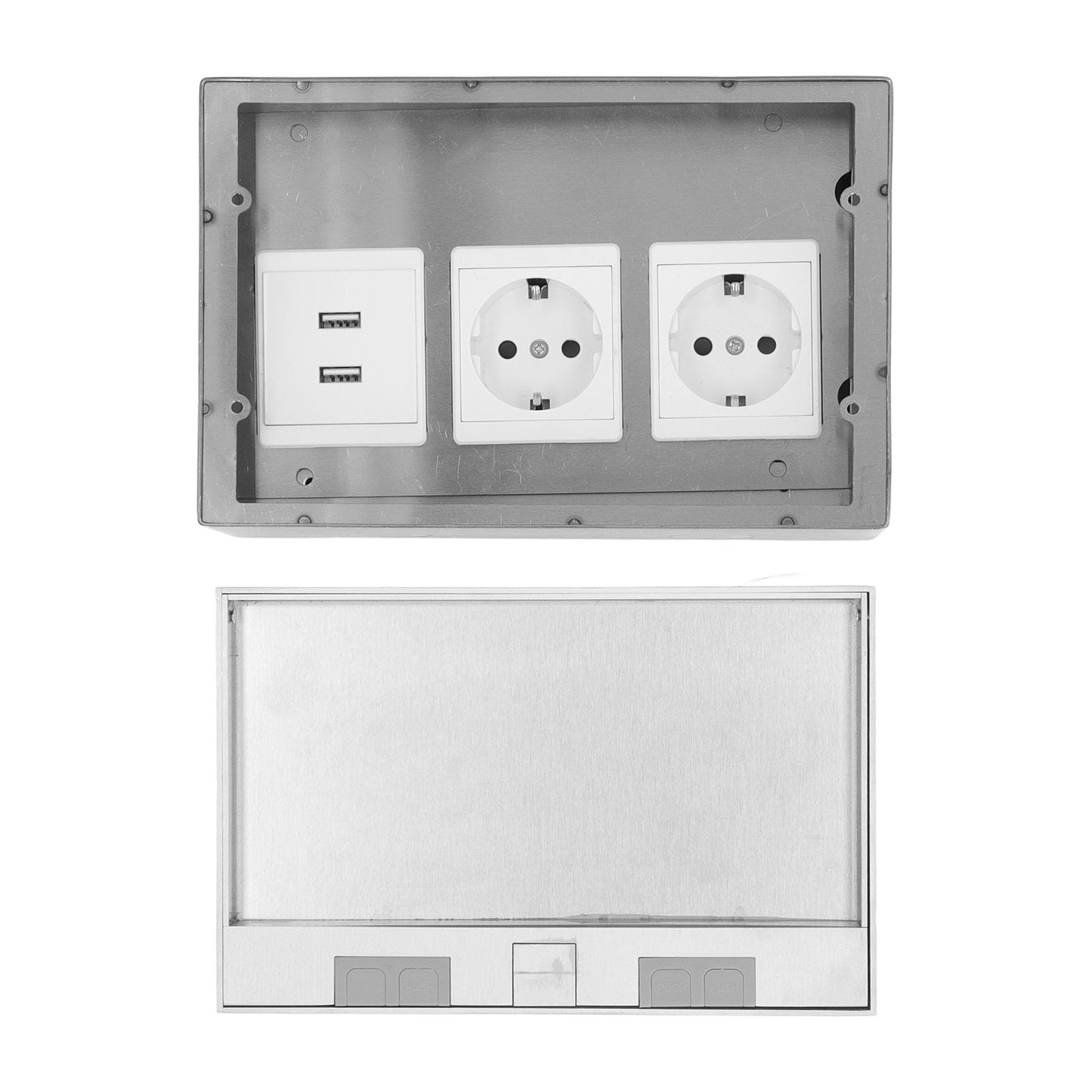 Generic Kit Scatola di Derivazione da Incasso a Pavimento Impermeabile in Acciaio Inossidabile Flessibile 4KW con 2 Porte USB Standard 2 Negozio di Bricolage Materiale 16A