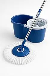 Mop Giratório 360° Lava e Seca 8L – Balde Duplo com Cesto Inox, Cabo Ajustável, Refil de Microfibra – Ideal para Pisos Cerâmica, Porcelanato e Madeira