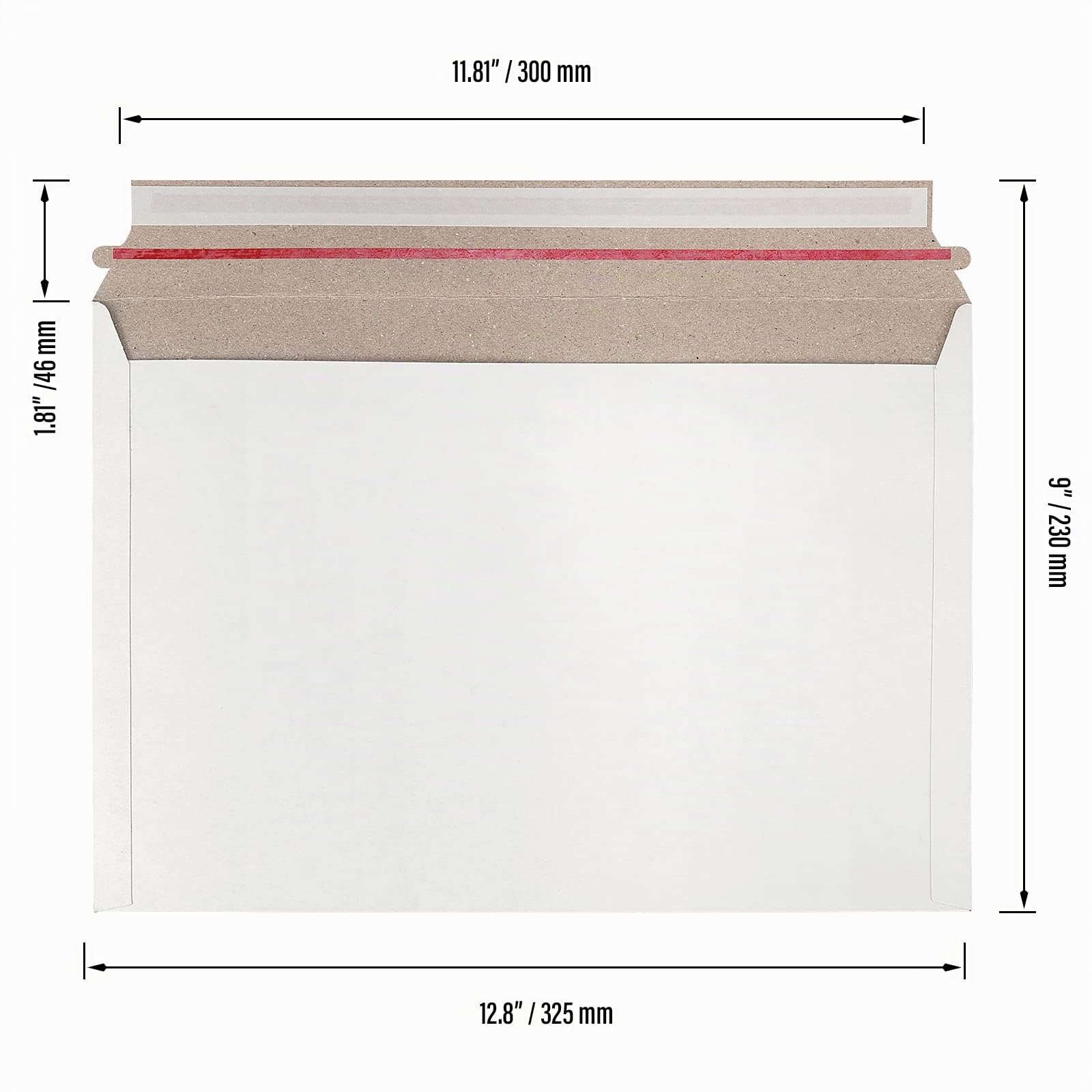 SINJEUN Lot de 100 enveloppes autocollantes en carton manille blanc A4 C4 325 x 230 mm pour fichiers, photos, photos, papiers
