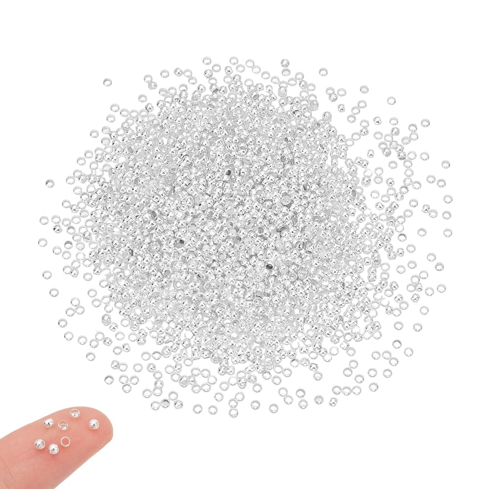UNICRAFTALE 2000Pcs Brass Crimp Beads 2mm Diameter Silver Spacer Bead Rondelle Metal Loose Stopper Beads Crimp End Bead for Earring Necklace Pendant DIY Jewelry Making