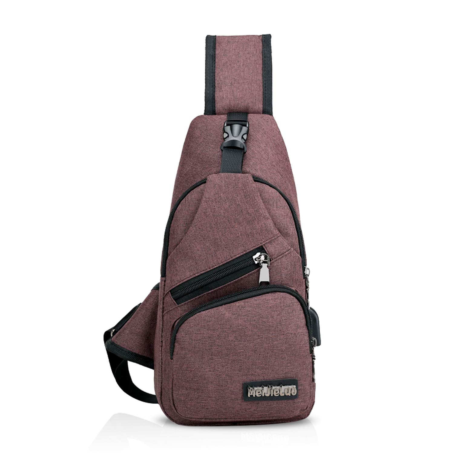 FANDARE Shoulder Bag, Unisex Chest Bag, Sling Bag, Backpack with USB Shoulder Bag, Sports Bag for Hiking, Adventure, Sports, Travel and Jogging., Blue, Large