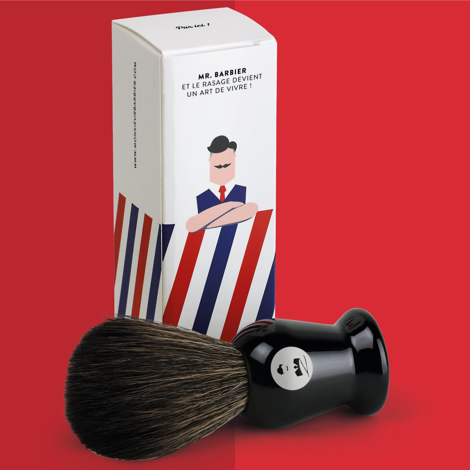 Borsuk do golenia dla mężczyzn od Mr. BARBIER | 100% wegański | Do kremu lub mydła do golenia | Generuje kremową piankę do golenia i komfort na wolnym powietrzu | Do tradycyjnego, staromodnego golenia