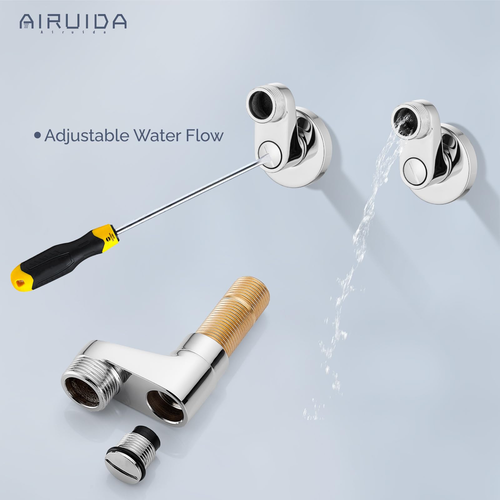 Airuida Verlängertes Gewinde, verstellbare Schwingarme, 9.5 cm, Wandhalterung, Klauenfuß, Badewanne, Dusche, Wasserhahn-Adapter, 5.4 cm, kommerzielle Nutzung, Exzenterschraube, 1 Paar, Chrompolitur