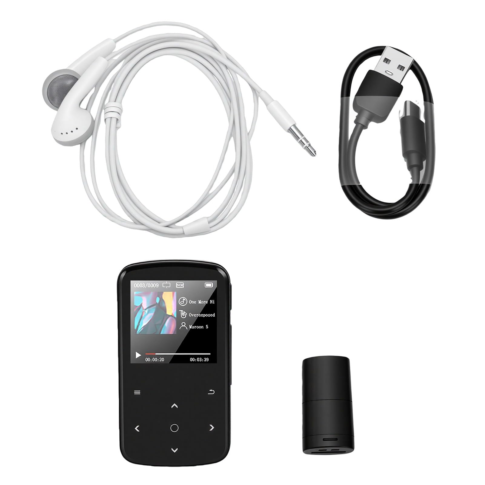 Goshyda Lettore MP3 da 64 GB, Lettore Musicale Portatile HiFi Bluetooth | Schermo da 1,54 Pollici, Supporto per la Lettura di Libri Elettronici, con Auricolari Cablati, per Esercizi di Viaggio
