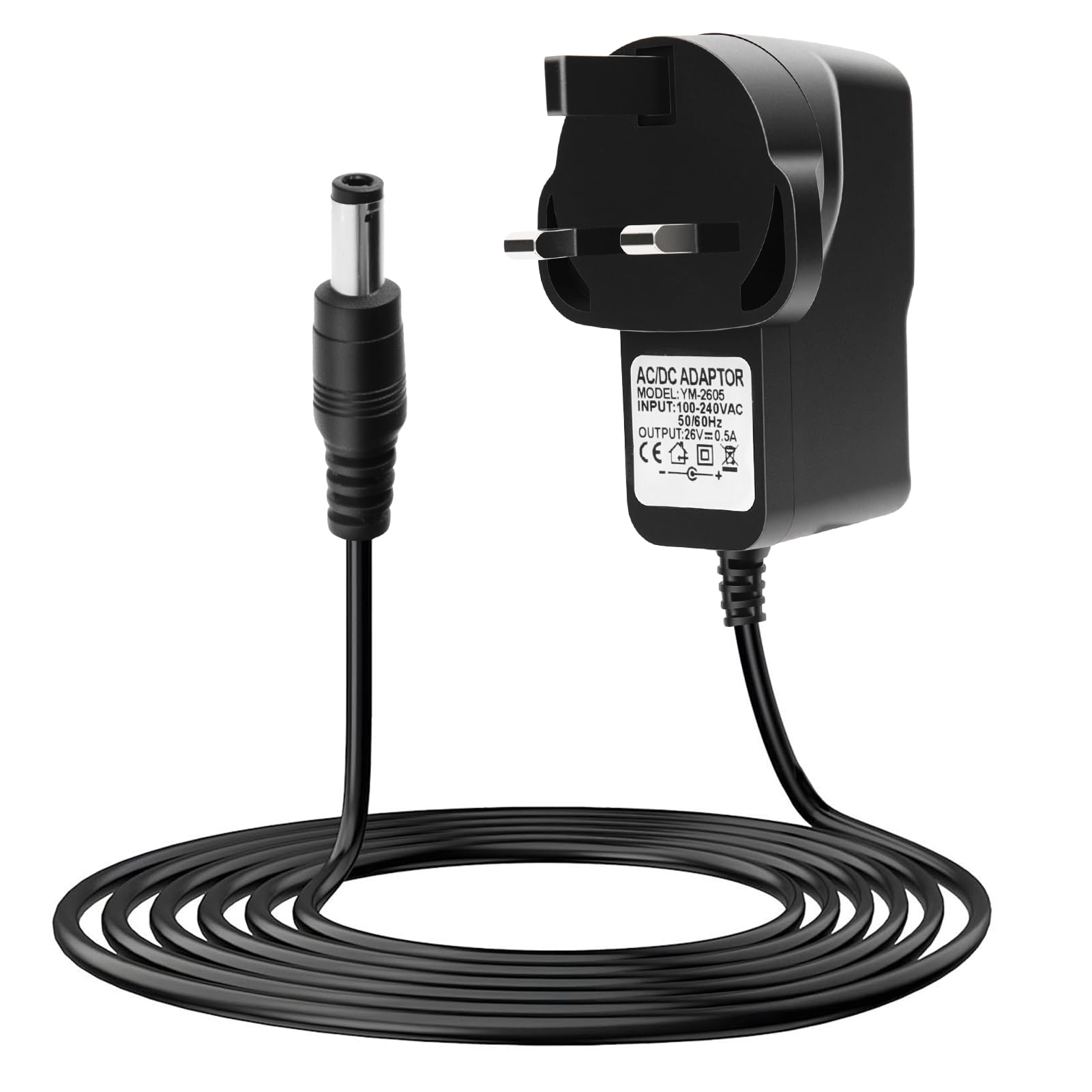 26V 0.5A Charger for Hoover H-Free 100/200/400/500/700/800 2M Cordless Vacuum Cleaner Power Supply Adapter Cable Compatible with HF222MPT/HF122GH/HF522UPT/HF522BH UK Plug