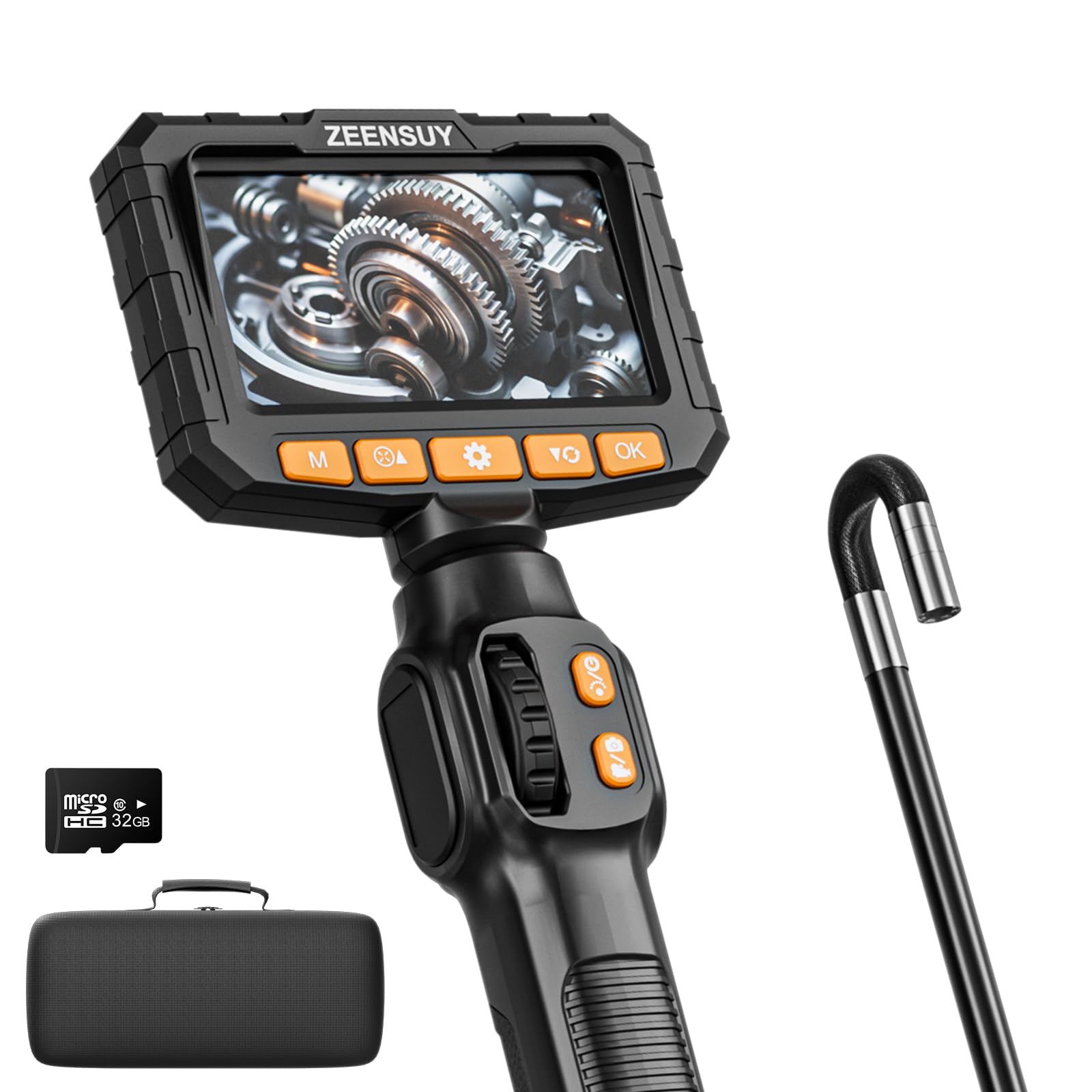 3.9mm Two-Way Articulating Borescope Camera with Light, Industrial Endoscope Inspection Camera with Light, 5FT Flexible Semi-Rigid Cable for Wall Automotive Engine Plumbing HVAC Inspect-image-48