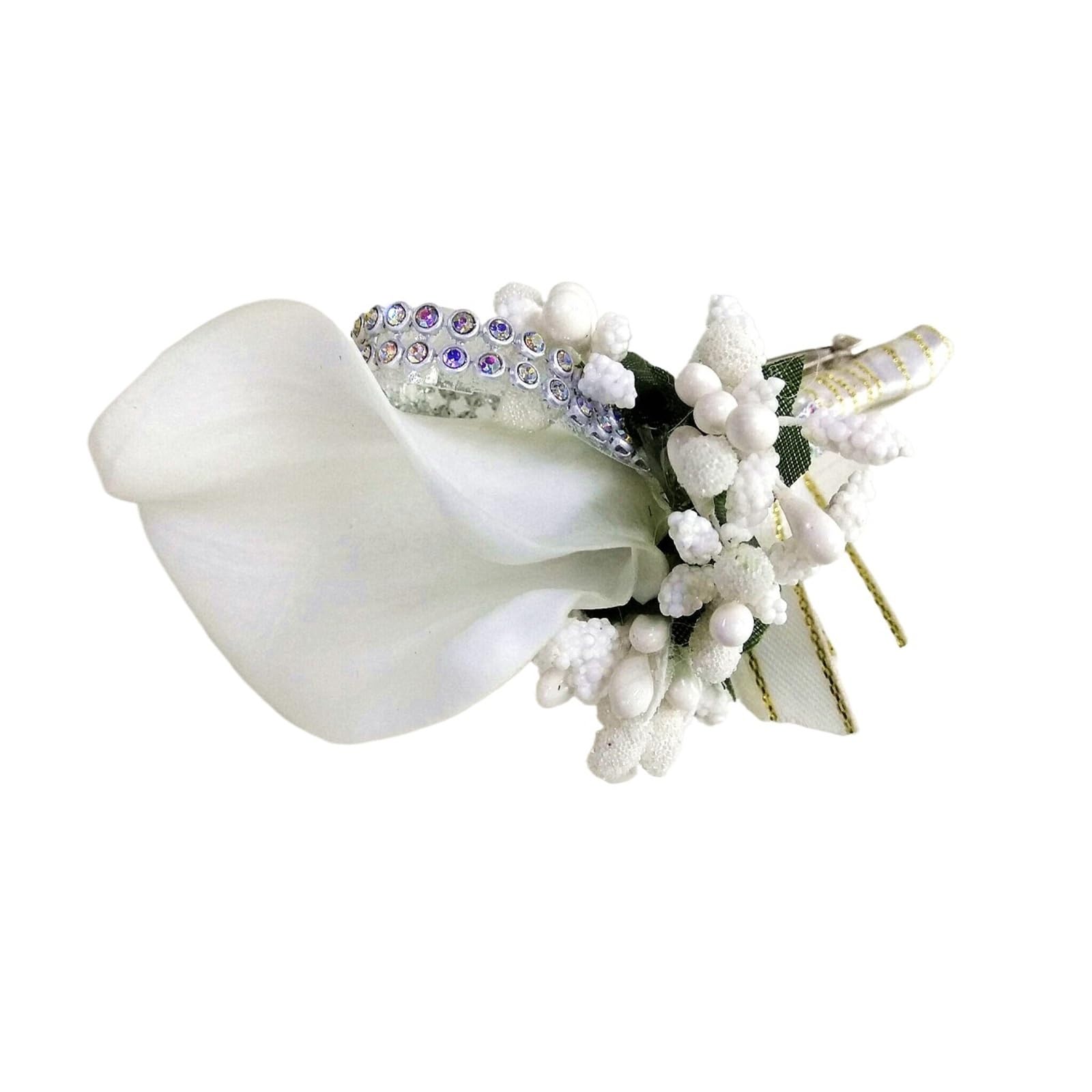 MQFBNNP Wedding boutonniere Boutonniere Wedding Corsage Pins Groom Buttonhole(White)