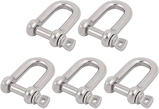 Aexit 5pcs M4 Transmission Thread 304 Stainless Steel D Shape Shackle U Lock Wire Rope Fastener