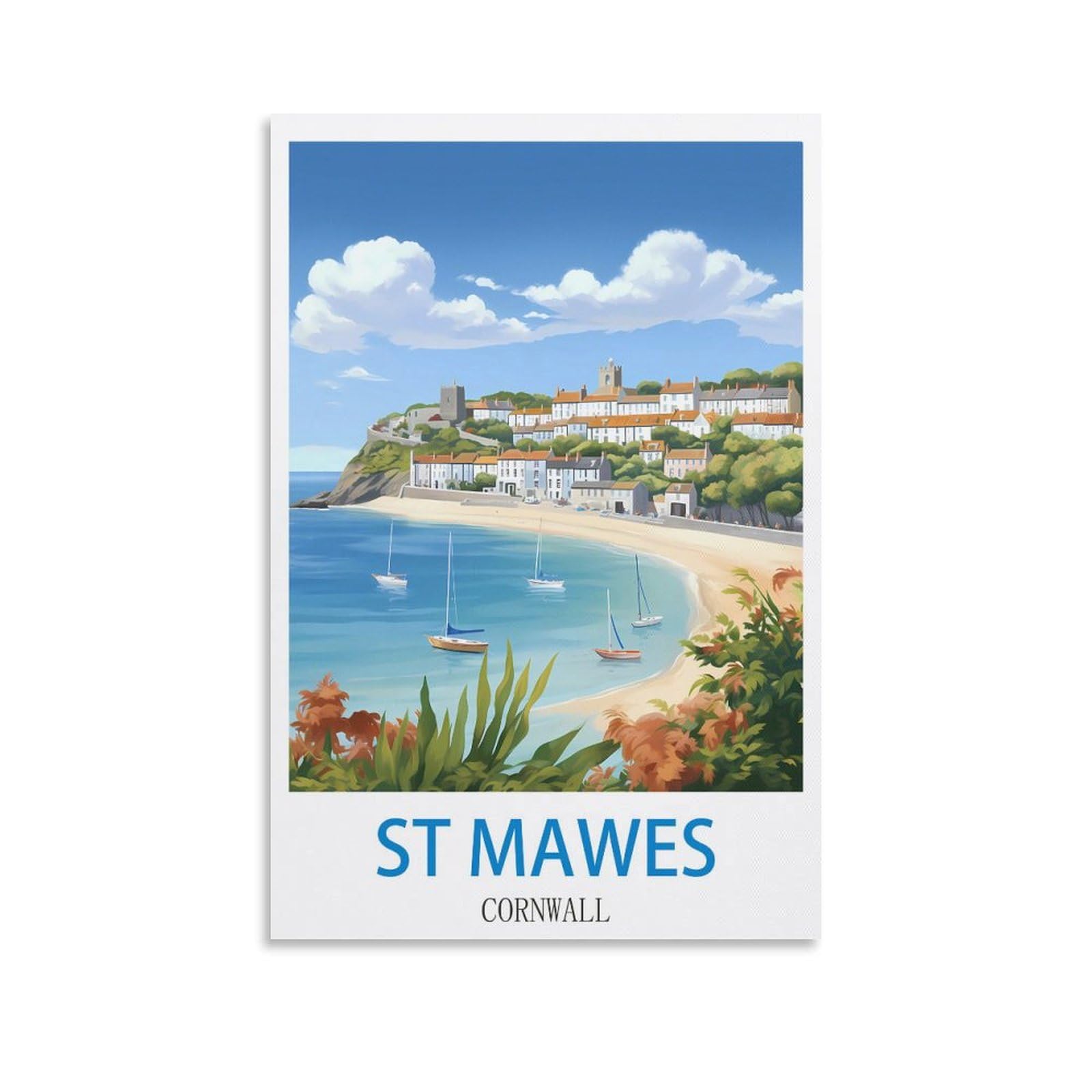 Ndoud Unframe-Style St Mawes Cornwall Vintage Travel Poster 12X18inch(30X45cm) Wall Art Picture Print Canvas Painting For Living Room Home Decor