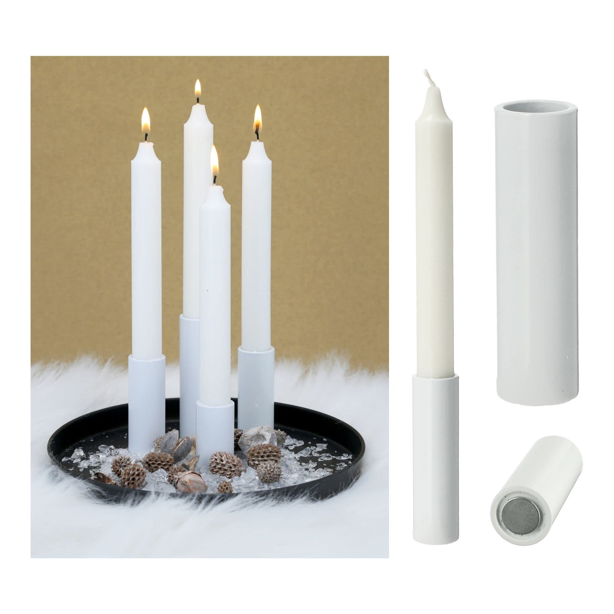 Metalen kaarsenhouder met magneet 5 cm x 2,3 cm zwart mat voor staafkaarsen 1 stuk Metalen kaarsenhouder met magneet 5 cm x 2,3 cm zwart mat voor staafkaarsen 1 stuk