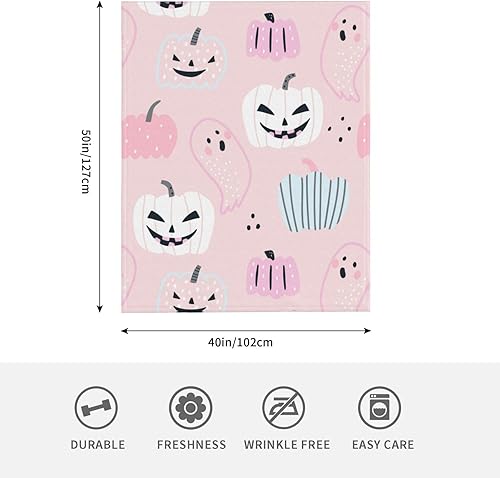 Miniatura 3 de AFHYZY Pumpkin Ghost Throw Blanket for Women Soft Summer Fleece Blanket Washable Travel Lightweight Blanket for Sofa Bed Couch All Season (50"x40"