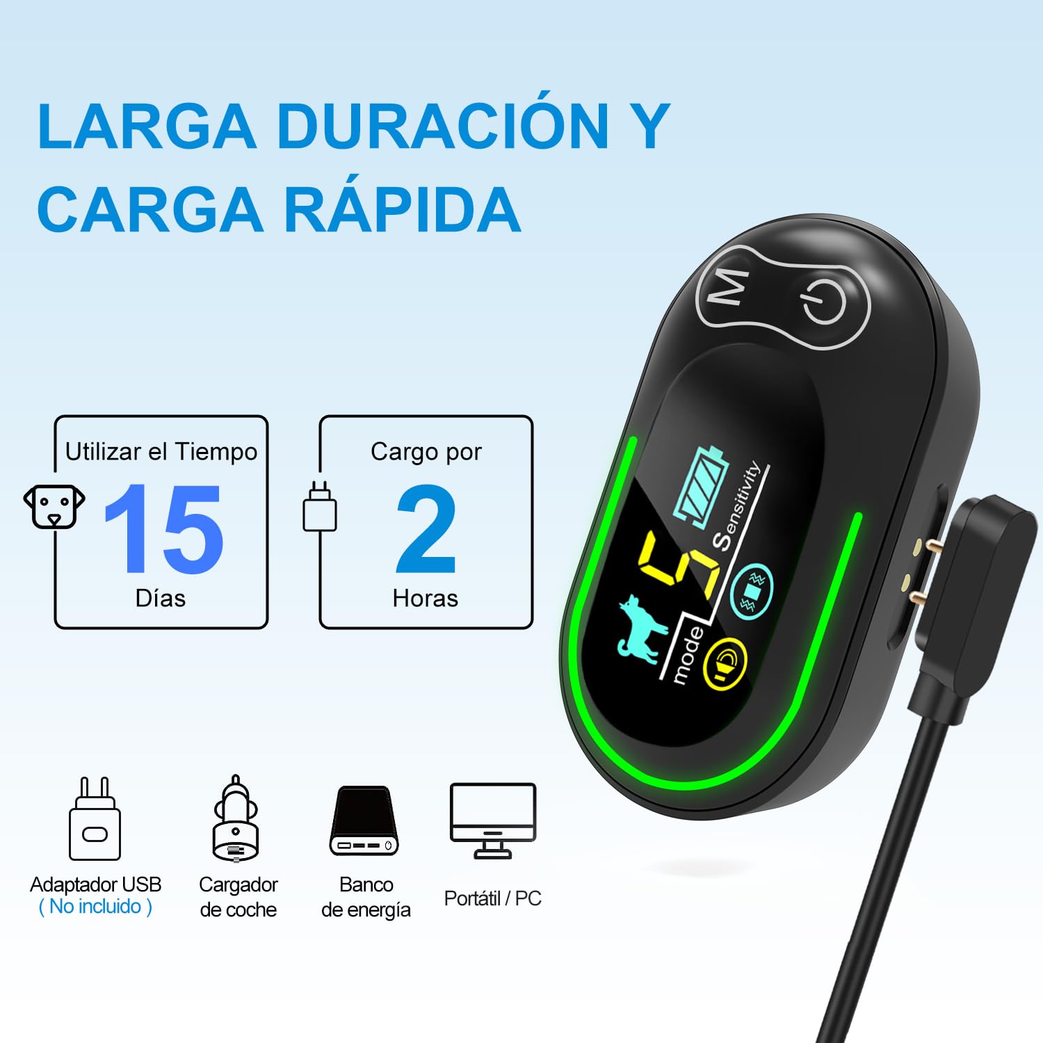 CANDYDOG Collar Antiladridos para Perros, Recargable Collar Antiladridos con 5 Sensibilidades Ajustables, Bip y Vibración, Collar Antiladridos para Perros Grandes, Medianos y Pequeños