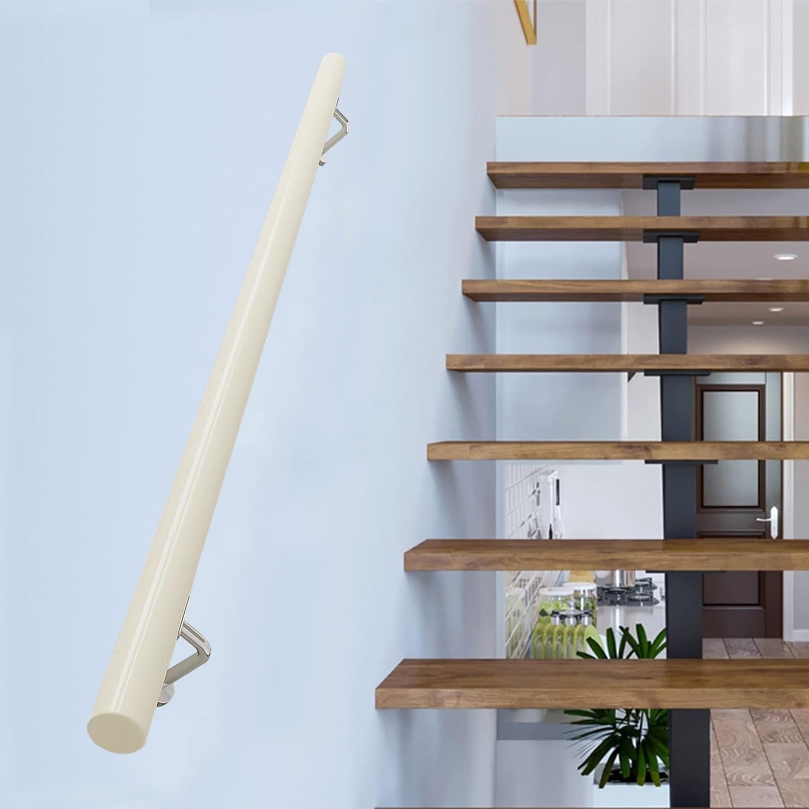 Main courante d'escalier en bois massif intérieur extérieur blanc 180cm
