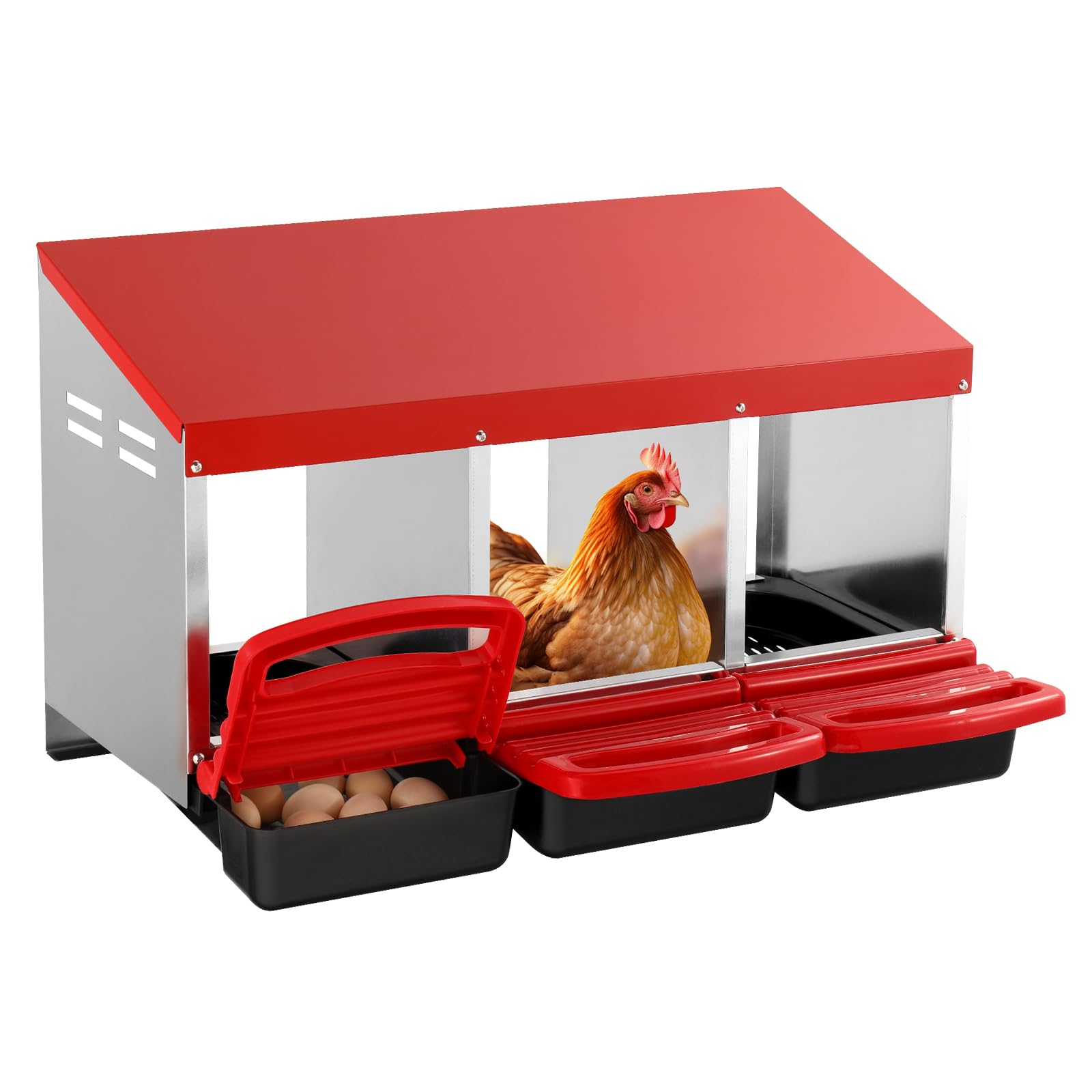COPELE Nido per galline, realizzato in plastica e con cassetto, con vassoio raccogli uova, ideale per esterni Gabbia o pollaio