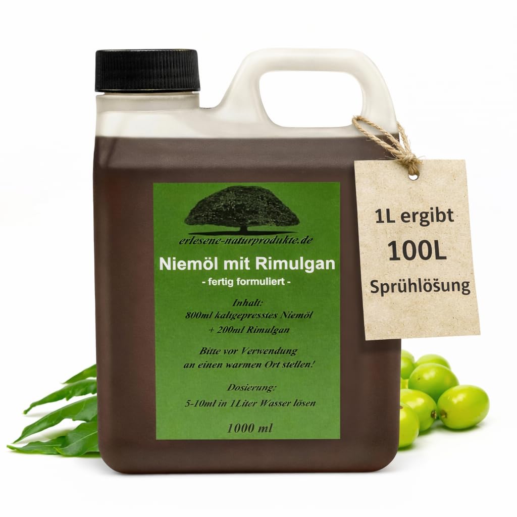 Neemöl Niemöl mit Emulgator 1L Konzentrat - ergibt 100L Sprühlösung/Gießlösung für gesunde Pflanzen von erlesene-naturprodukte