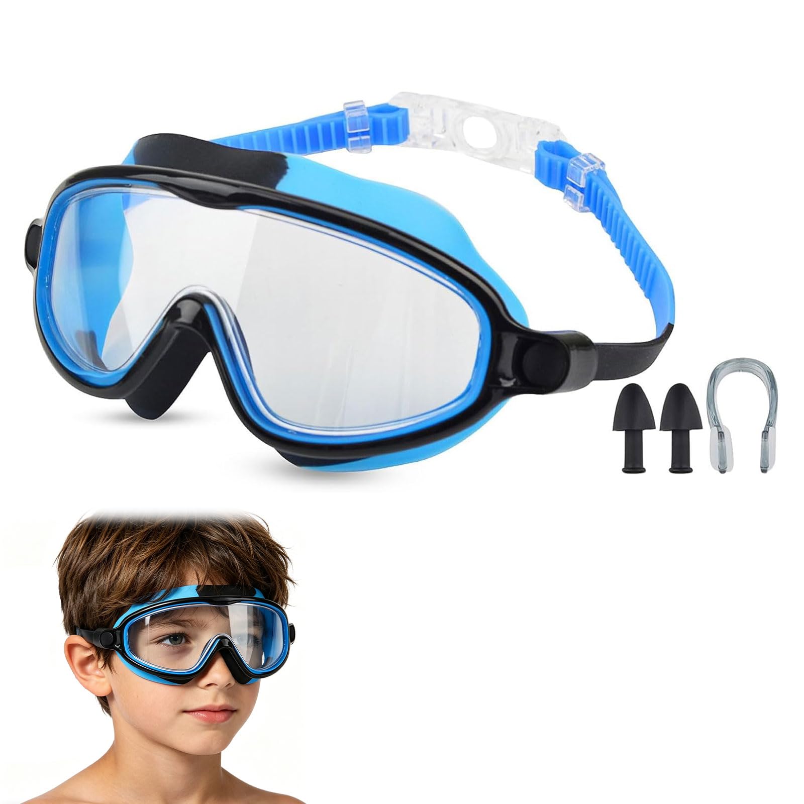 Okulary do Pływania dla Dzieci, Okulary Pływackie, Antymgielne, Ochrona UV, Wygodne, Odpowiednie dla Dzieci w Wieku 3 do 15 Lat, Sporty Wodne