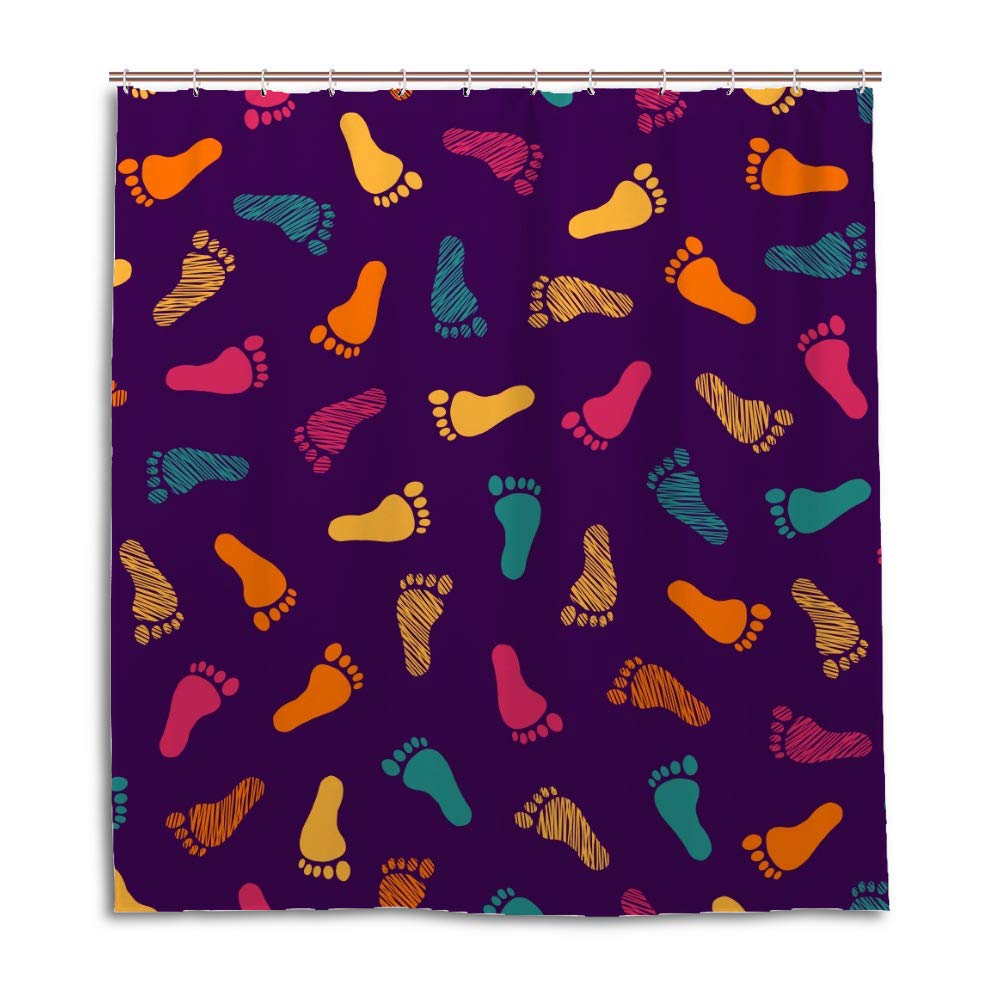 Rideau de douche imperméable 66x72 inch motif pieds colorés