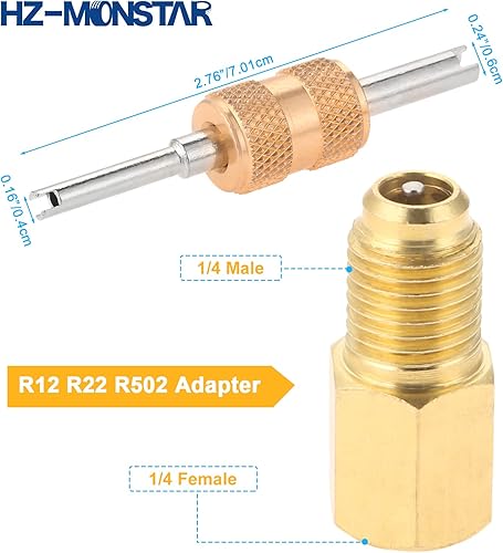 Miniatura 6 de AC R134A - Kit de recarga de freón para refrigerador que incluye R134a Piercing Autosellante, válvulas de perforación de bala BPV31, adaptador de