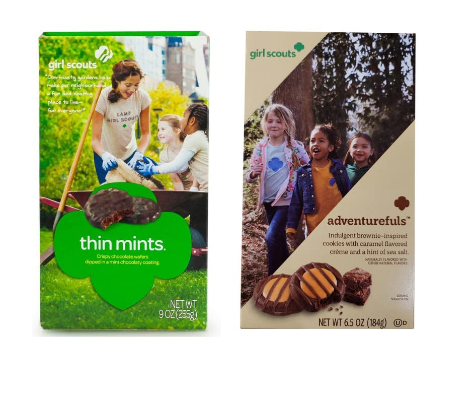 Girl Scout Cookies, Adventurefuls and Thin Mints, America's Favorite Cookies, 1 Box of Each Flavor, Made in America