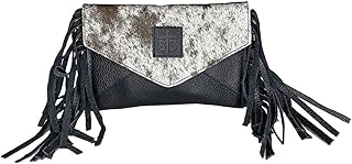 STS Ranchwear Envelope Compact Durable Leather Casual Crossbody Bag with Adjustable & Removable Shoulder Strap, Black/Cowhide