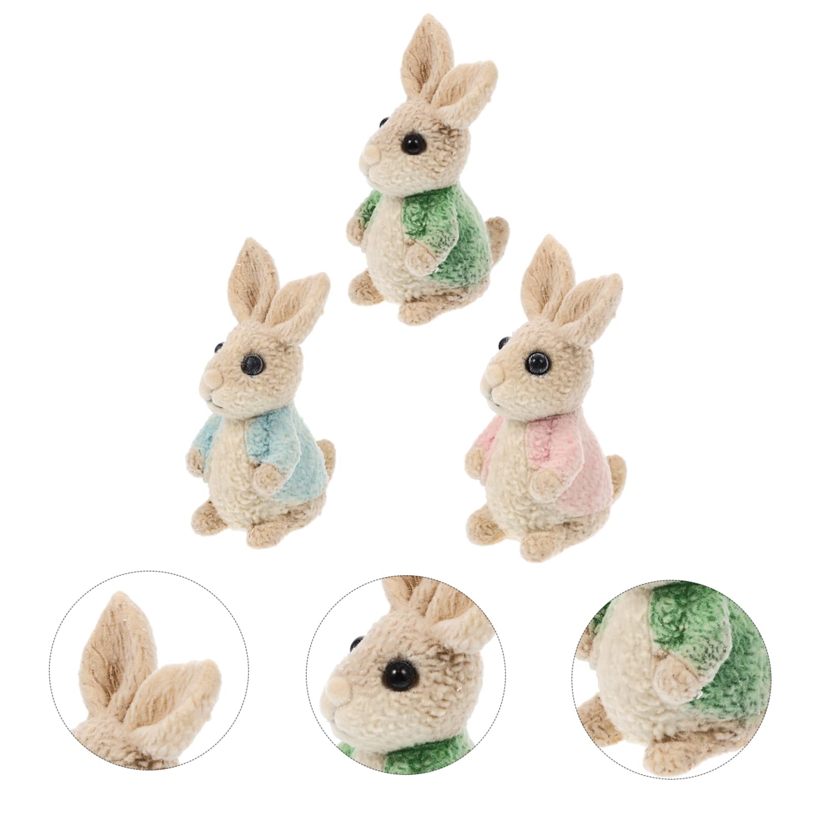 Toyvian Osterhasenfigur aus Kunstharz 3 Stück zur Tischdekoration mit Liebevollem Design