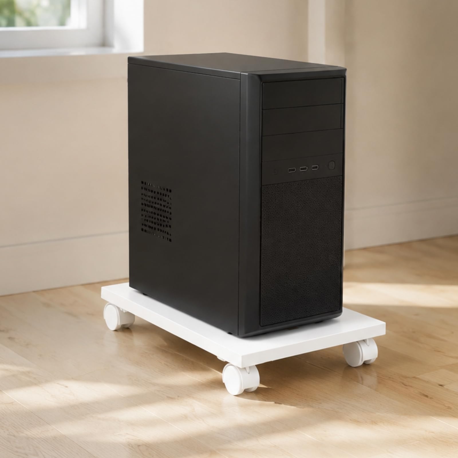 Support D'ordinateur Fentes Ventilation en Bois Stable pr Bureau, Marron