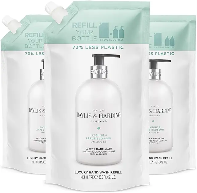 Jasmine & Apple Blossom Antibacterial Hand Soap Refill - Vegan Friendly 3-Pack