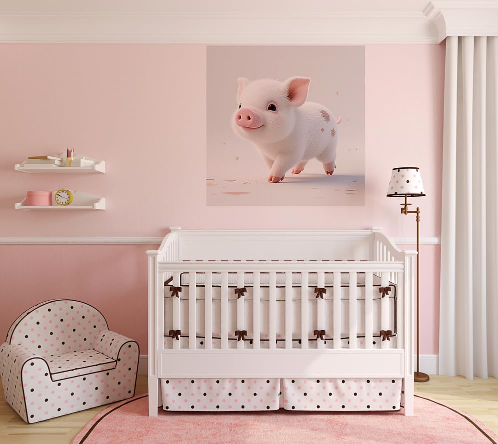 Vinilo decorativo cerdito para pared habitación infantil miniatura 2