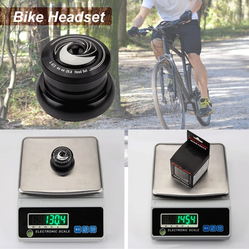 Fahrrad-Steuersatz aus Aluminiumlegierung, 44–44 mm konisches Rohr, Mountainbike-Vorderradgabellager, Steuersatzzubehör, gewindelos, schwarz