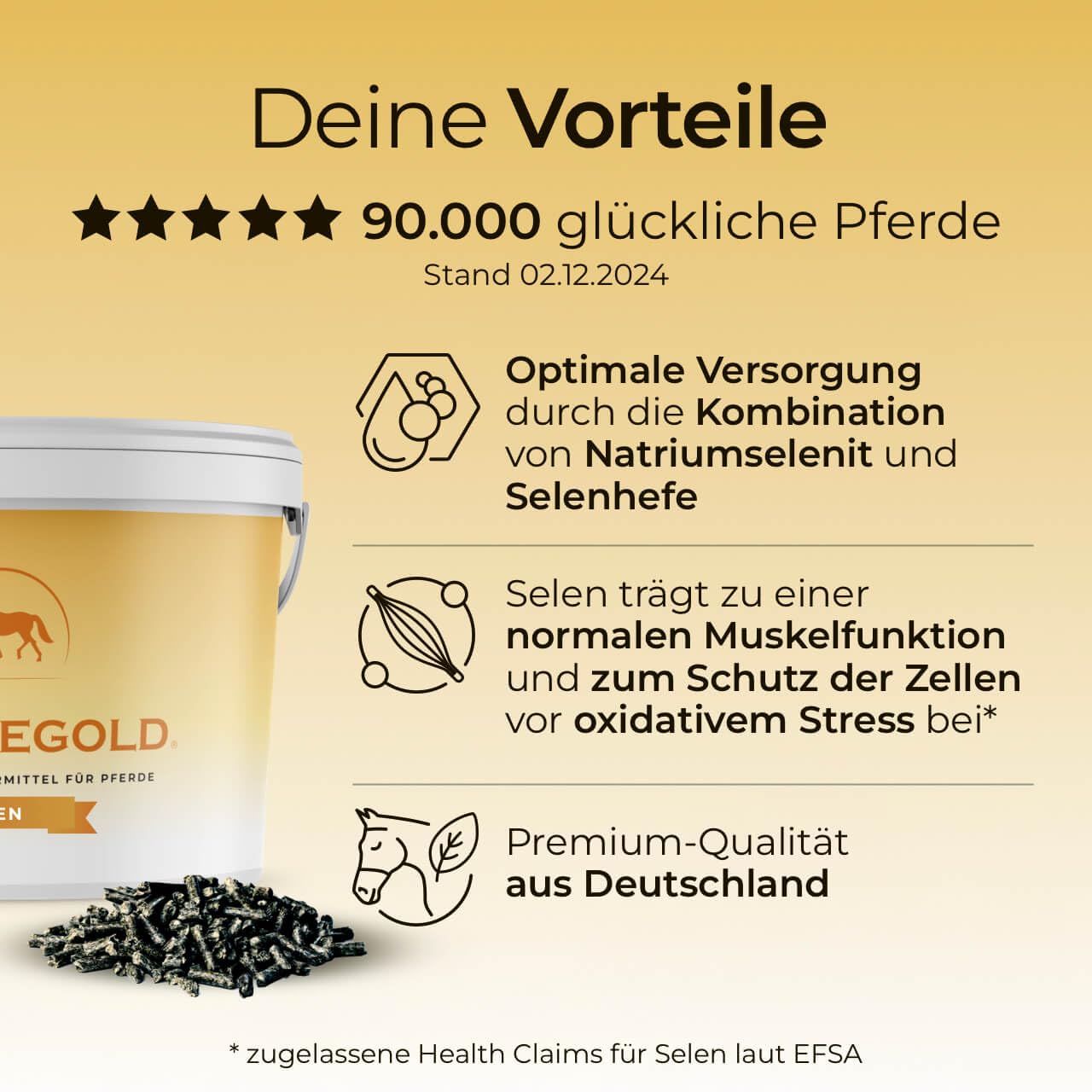 Selen 1,5kg - Pferde Pellets mit Selen-Komplex & Omega 3 - Unterstützt Muskulatur - 100% Natürlich & Dopingfrei - hohe Bioverfügbarkeit