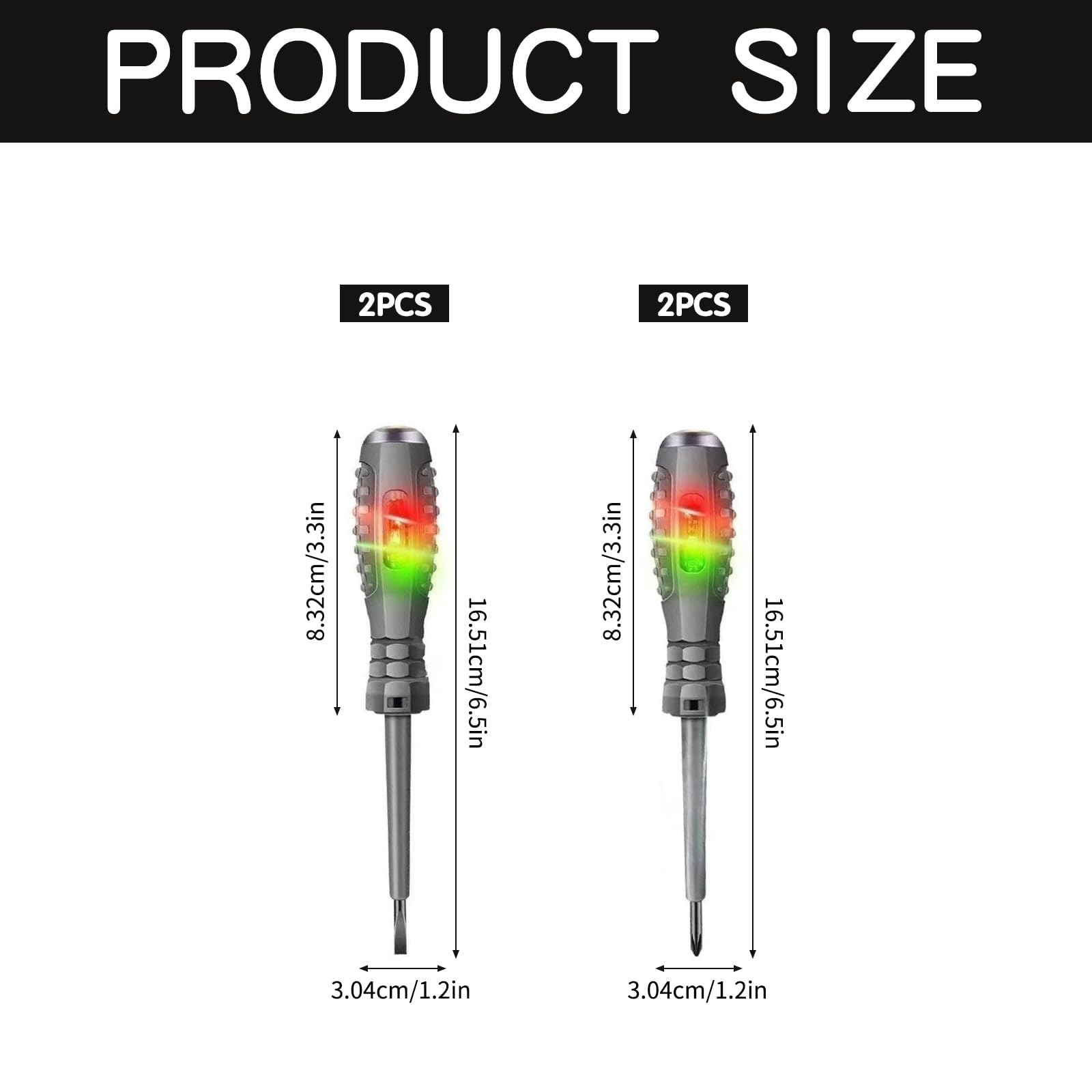 4 Pcs Tournevis Testeur De Tension Multifonction Magnétique 2-en-1 - Détecteur Électricité LED