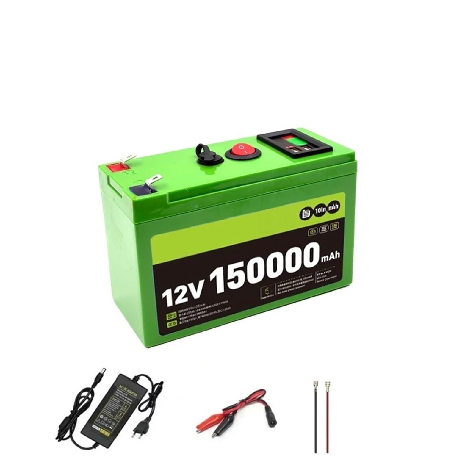 Batería De Litio LiFePO4 12V 150Ah Batería Portátil Recargable | Batería Puerto de visualización de alimentación incorporado Carga(50000mAh)