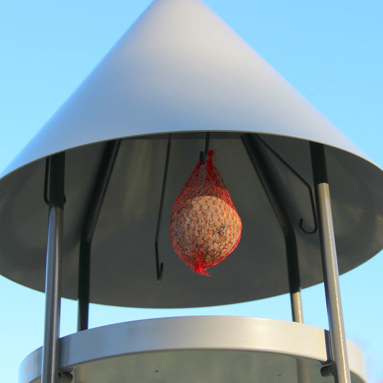 Videx Vogelhaus Pavillon mit Ständer Metall | Aluminium-Dach matt gebürstet | Vogelfutterstation modern | 175 cm hohe Futterstation Wildvögel, wetterfest