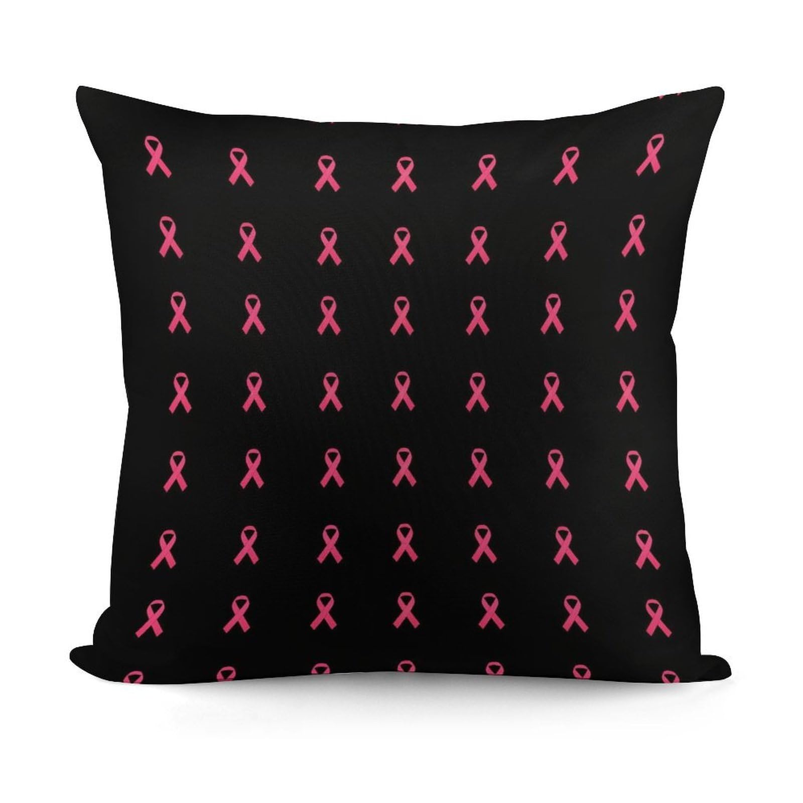 Smazdfxx Picture(346) Softffy Neon Pink Ribbon Breast Cancer Awareness Cushion Covers Comfort Plush Pillow Cover For Sofa Bedroom Pillow Shell