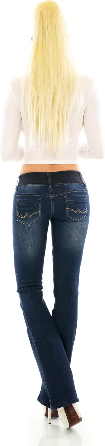 Red Seventy Women's Stretch Denim Skinny Boot Cut Jeans Pants Blue Faded with Belt UK 6-14 5