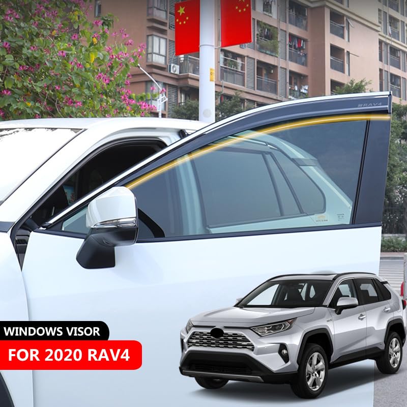 Car Deflektory boczne Pasuje do Toyoty RAV4 2020-2024, akcesoria do wykończenia okien, osłony przeciwwietrzne, osłony przeciwdeszczowe