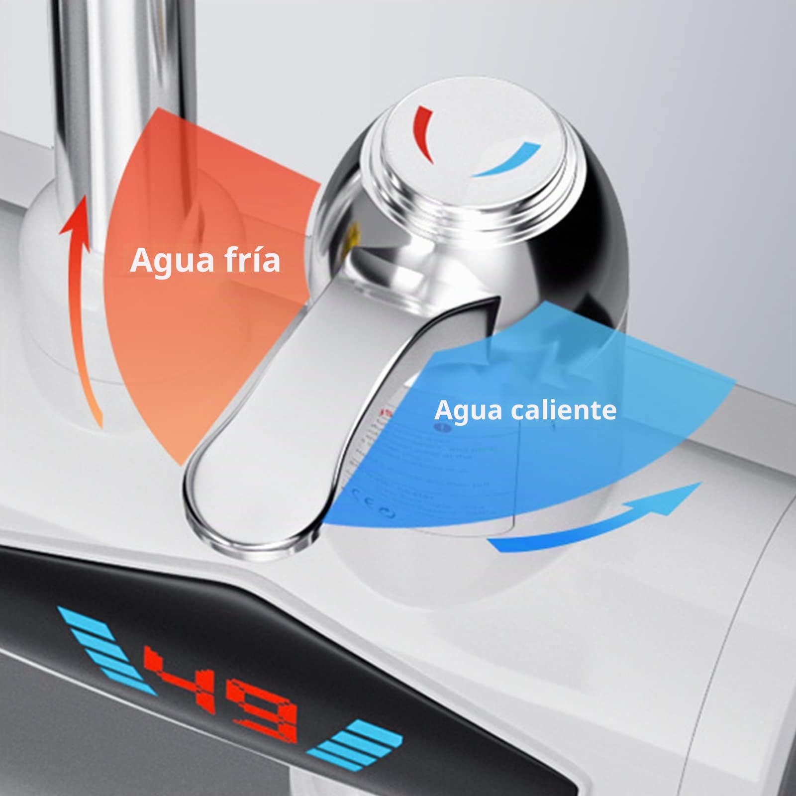 Grifo calentador de agua eléctrico 220 V, calentador de agua eléctrico rápido con indicador digital de temperatura LED, 3000 W, para cocina, baño (entrada de agua lateral)