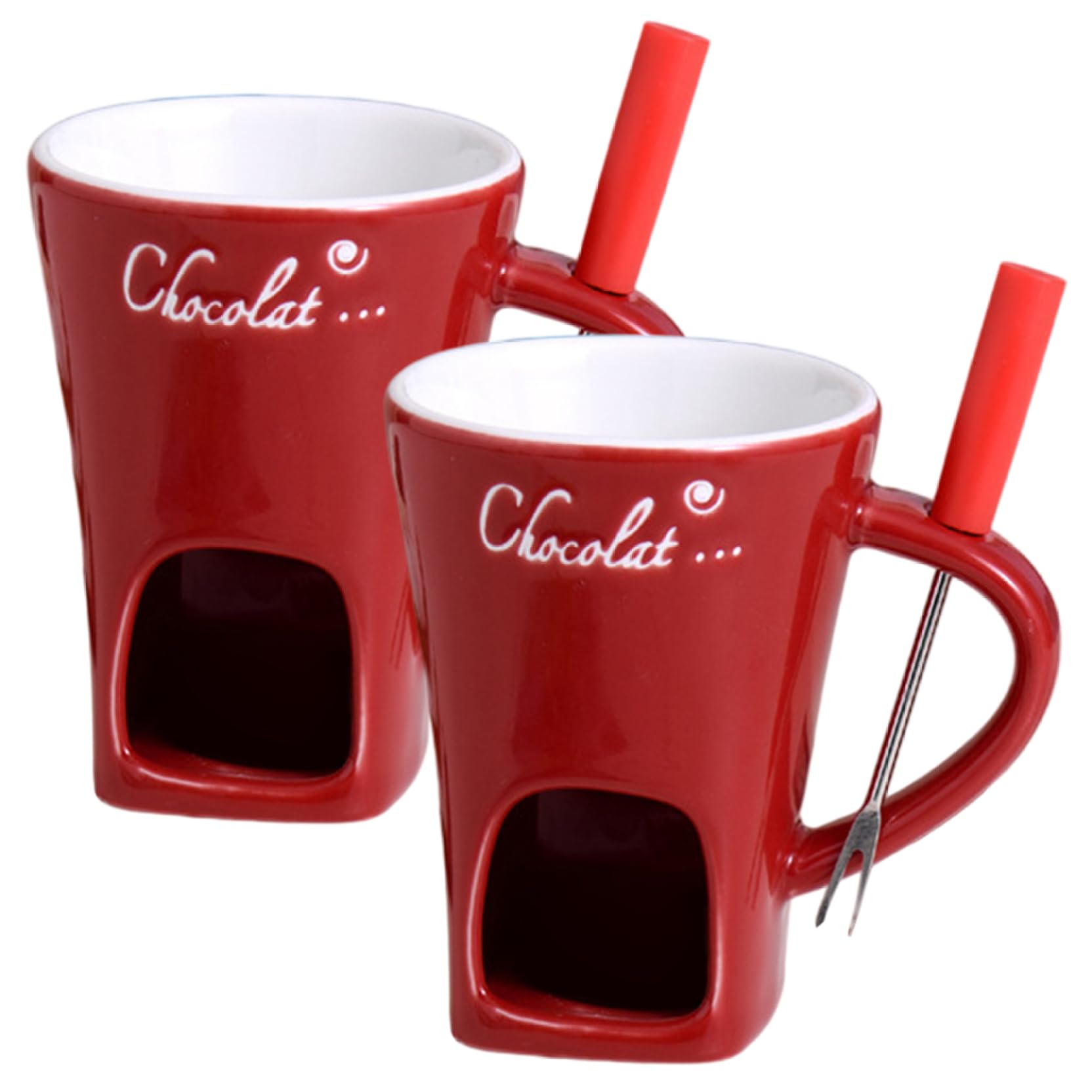 Tasse à fondue au chocolat cadeau idéal avec fourchette et poignée intégrée
