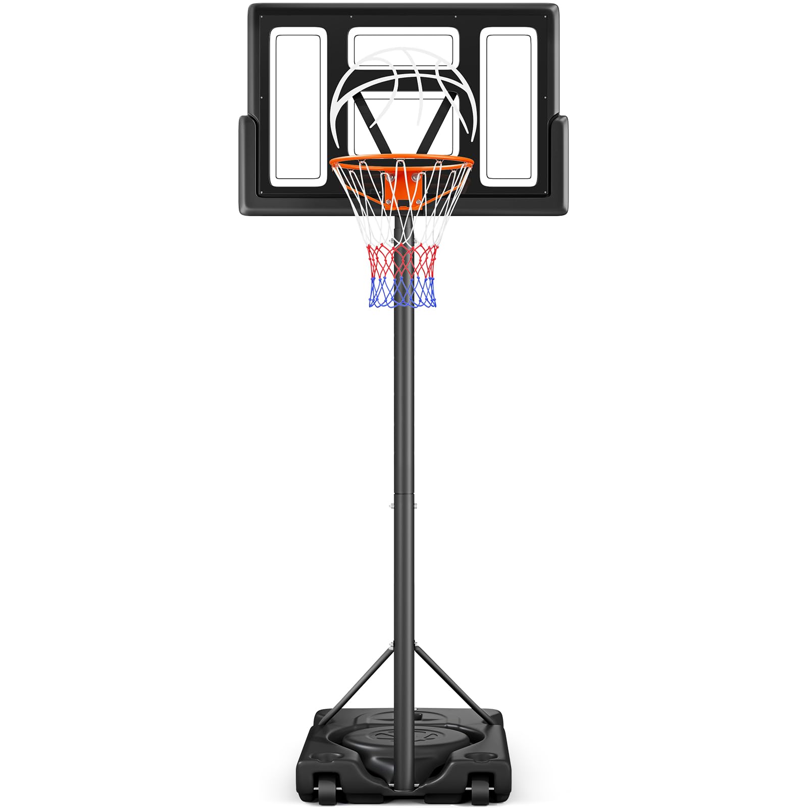 Basketball Hoop Outdoor 10ft Adjustable, Portable Basketball Hoop Goal System for Kids Youth and Adults in Backyard/Driveway/Indoor, 44 Inch Shatterproof Backboard and Larger Base