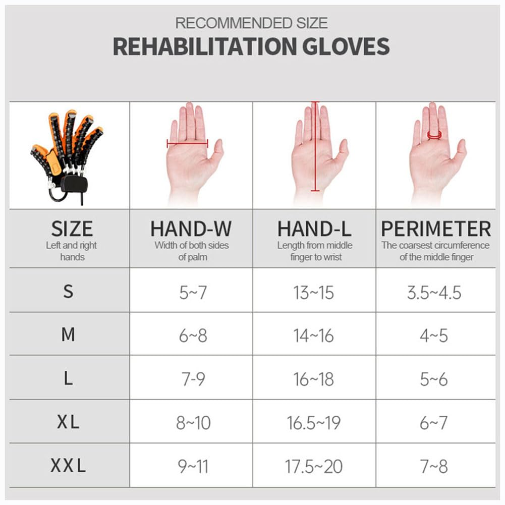 Guantes de Rehabilitación Robóticos, Órtesis para Dedos, Estructura Biónica, para Rehabilitación de Mano(Size:XXL,Color:Derecha)