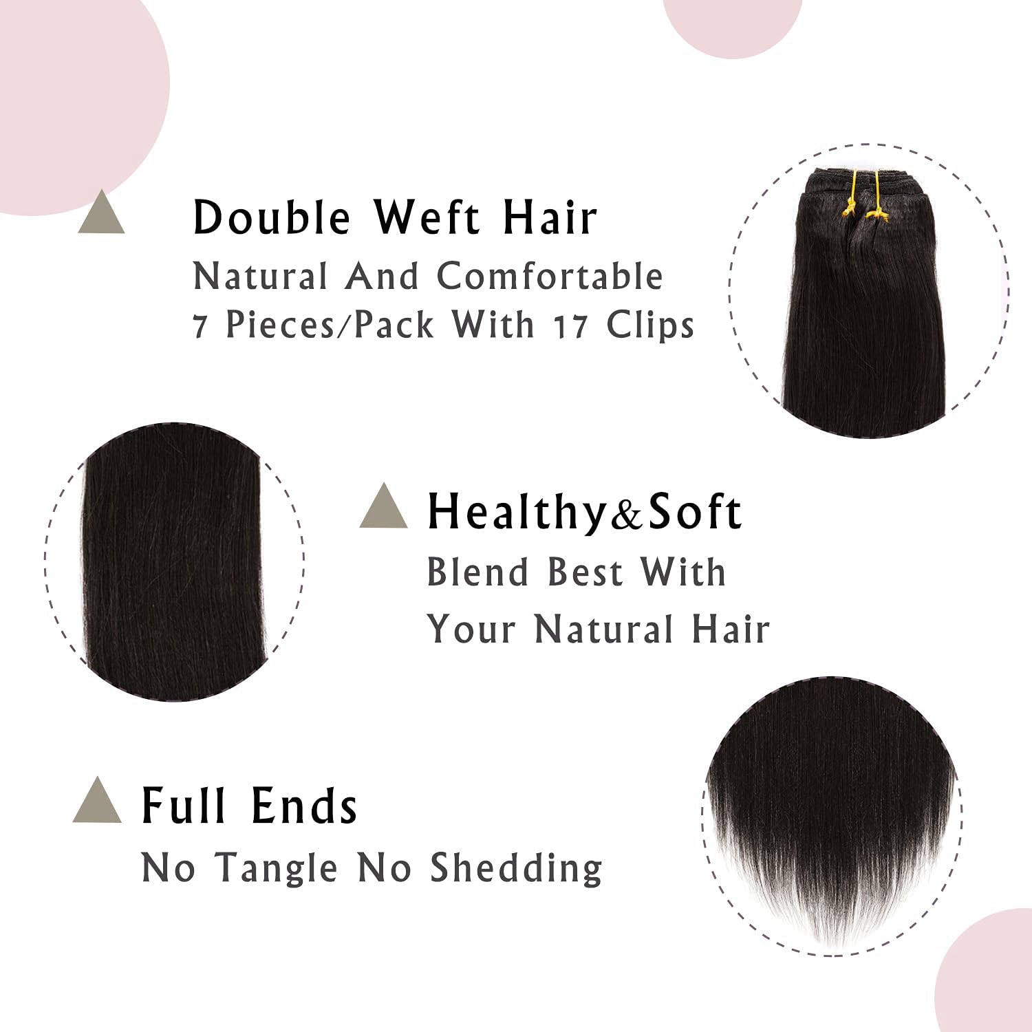 Anrosa Real Remy Thick Yaki Straight Clip ins Hair Extensions Real Human Hair for Full Head 9A Quality 7 Piece 120 Gram, Natural Color 18 Inch