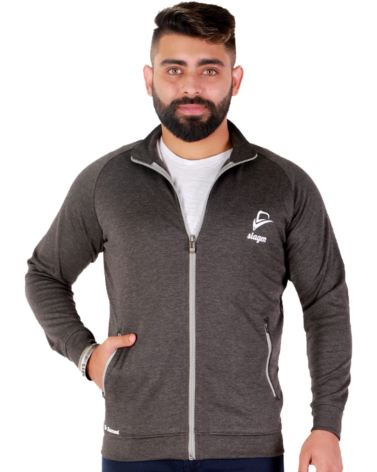 slagen Men's Full-Zip Lightweight Full Sleeve Athletic Upper Jacket ||Fully Comfartble & Fashionable Cotton Blend Fabric || Reguler Fit, Color Charcoal Grey-picture-40