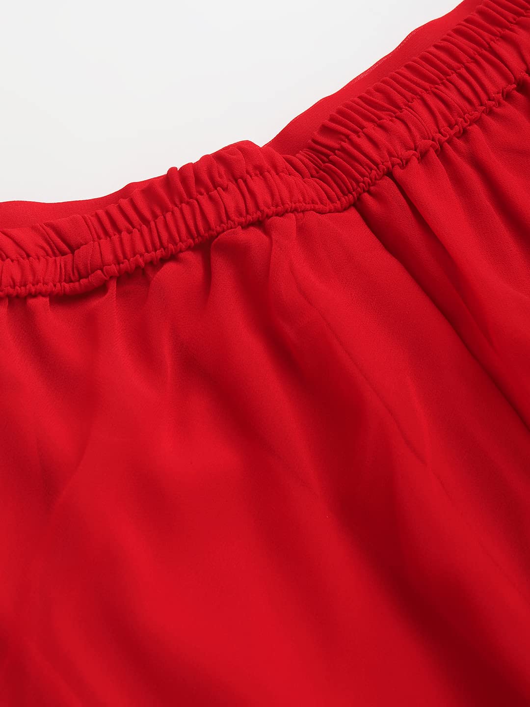RATAN Women High Rise Georgette Flared Freesize Relaxed Fit Sharara Palazzo Pant With Lining (Red_Onesize) 3