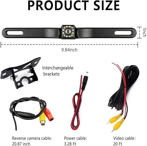 Miniatura 2 de Cámara de respaldo para automóvil, cámara de visión nocturna HD de 12 LED, cámara de respaldo gran angular de 150 para automóvil, con soporte